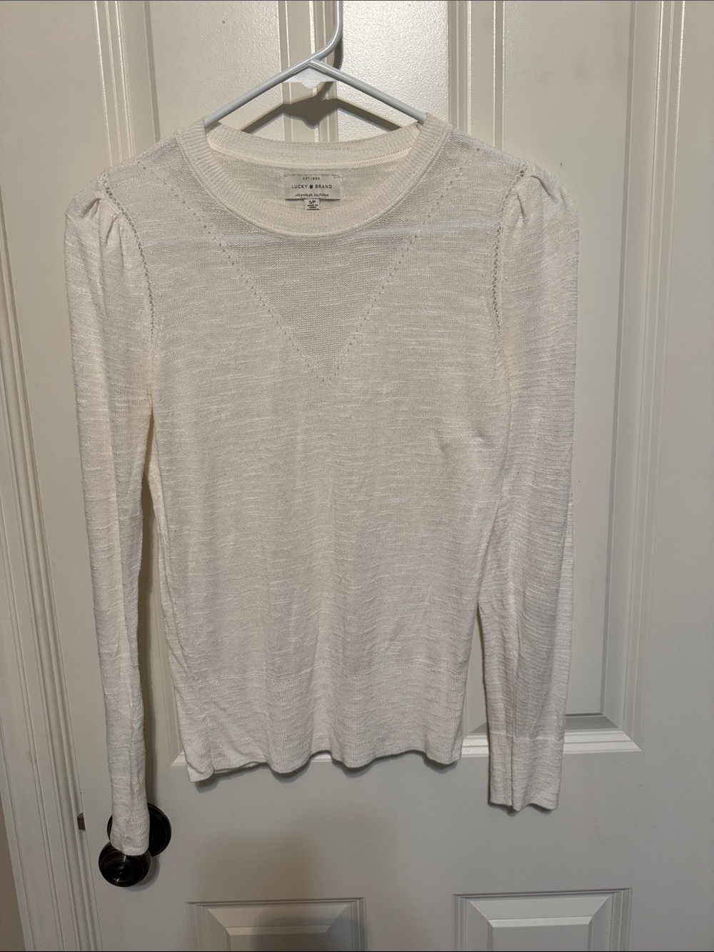 Lucky Brand Cream Long-Sleeve Crewneck Top